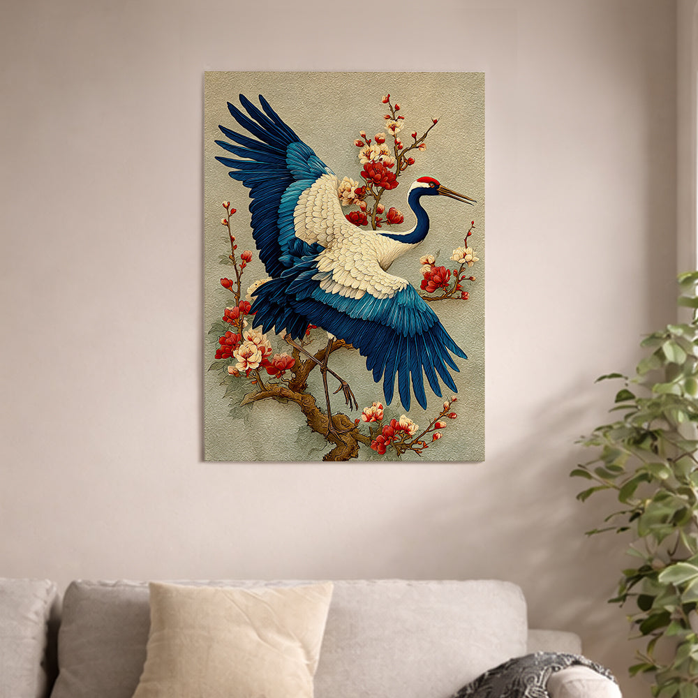 Blue Crane & Plum Blossom