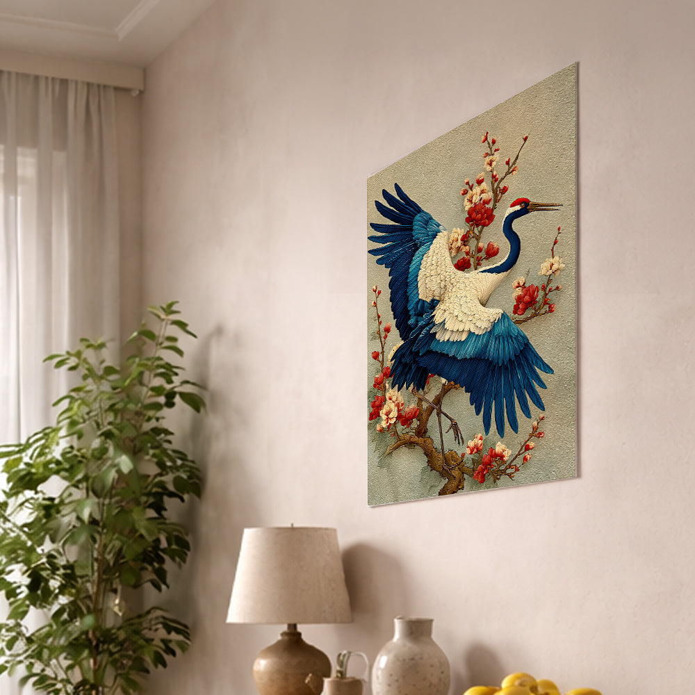 Blue Crane & Plum Blossom