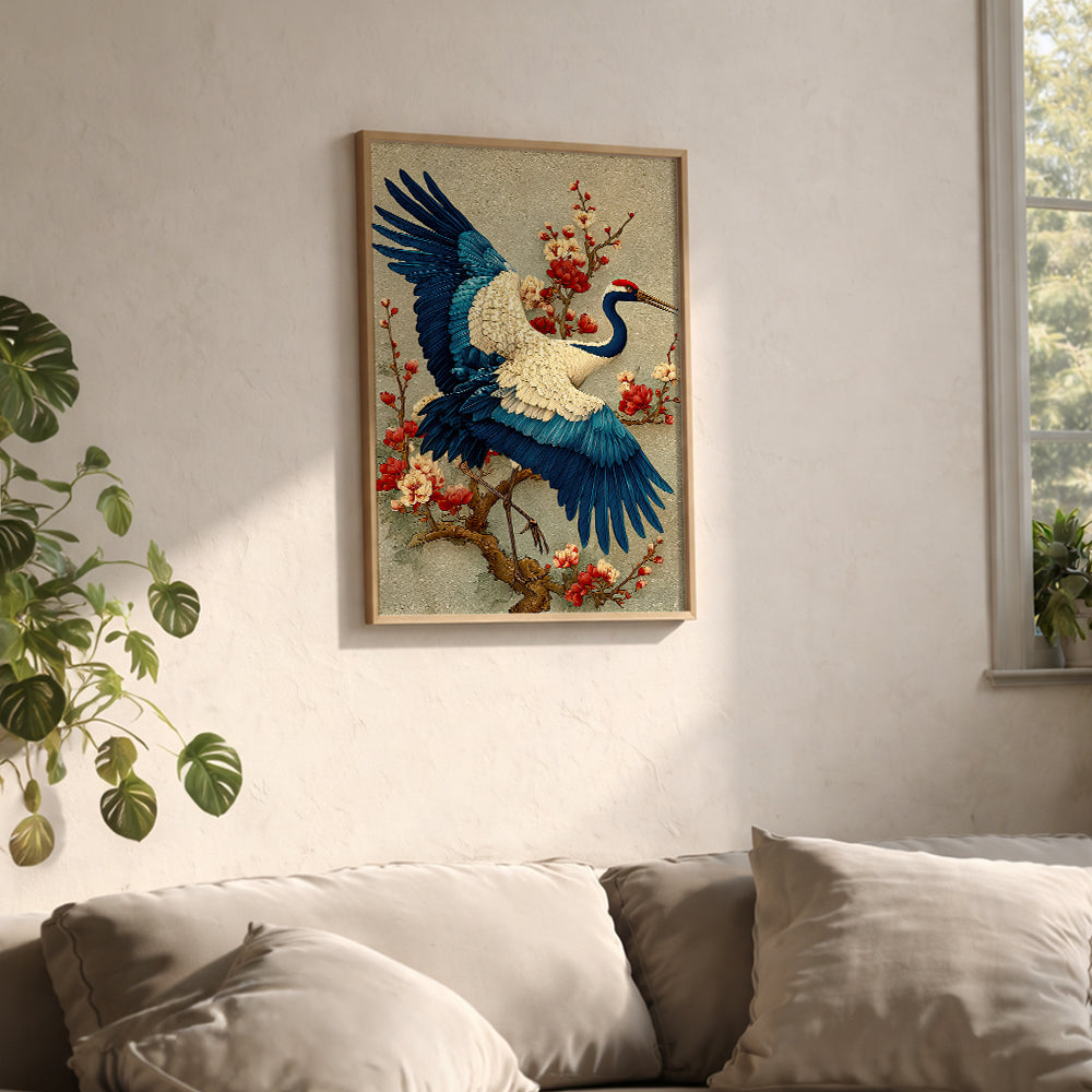 Blue Crane & Plum Blossom
