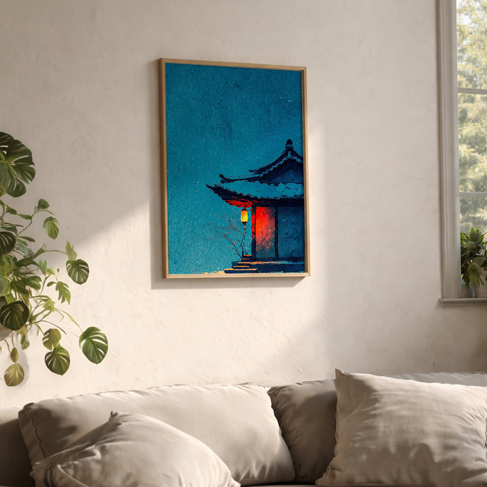 Lantern Beneath Winter Eaves