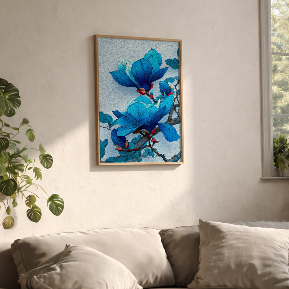 Blue magnolia in the winter